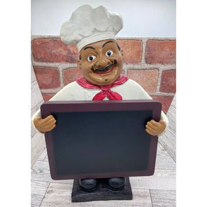 Chef Figurine holding Menu Chalkboard‎
